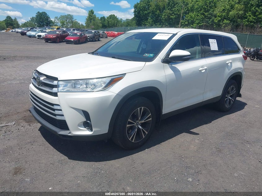 Vin: 5tdbzrfh4ks987900, lot: 45755175, toyota highlander le 20192