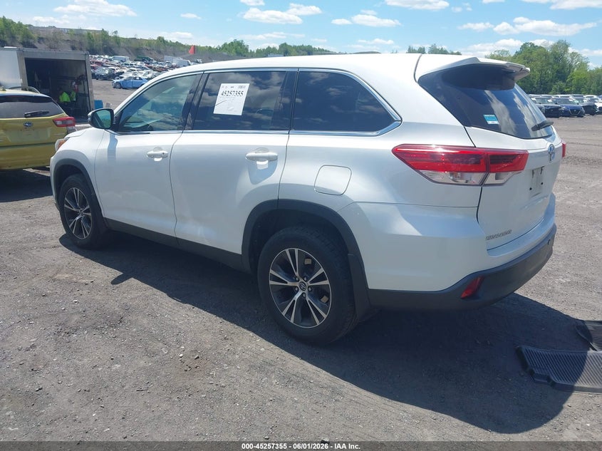 Vin: 5tdbzrfh4ks987900, lot: 45755175, toyota highlander le 20193