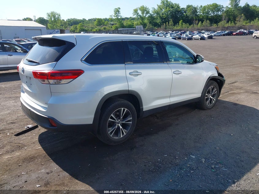 Vin: 5tdbzrfh4ks987900, lot: 45755175, toyota highlander le 20194