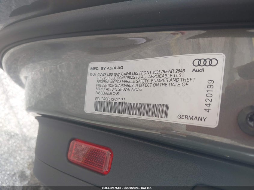 2025 AUDI A5 SPORTBACK 2.0L I-4 DI, DOHC, V(VIN: WAUDACF51SA010162