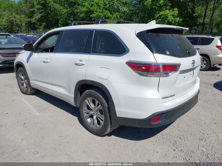Vin: 5tdbkrfh9fs145631, lot: 45755530, toyota highlander le plus v6 20153