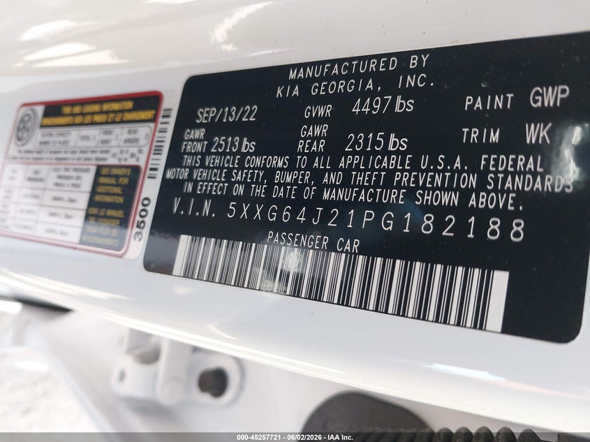 2023 KIA K5 SEDAN 1.6L I-4 DI, DOHC, VVT, TURBO, 180HP