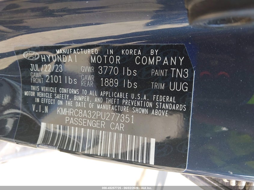 2023 Hyundai Venue Limited VIN: KMHRC8A32PU277351 Lot: 45257725