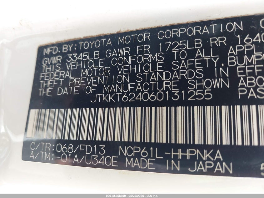 2006 Scion Xa VIN: JTKKT624060131255 Lot: 45258309
