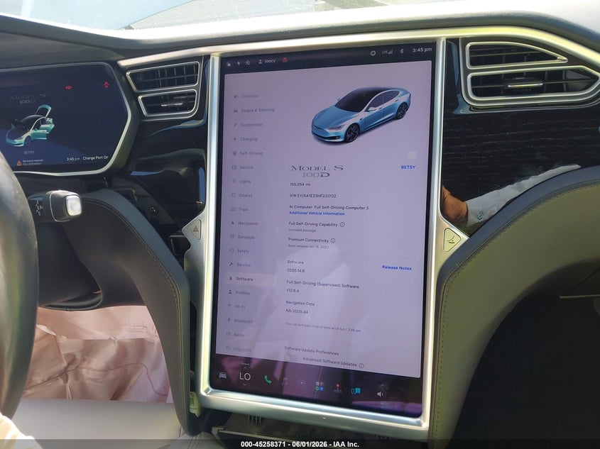 2017 Tesla Model S 100D/60D/75D/90D/P100D VIN: 5YJSA1E23HF233132 Lot: 45258371