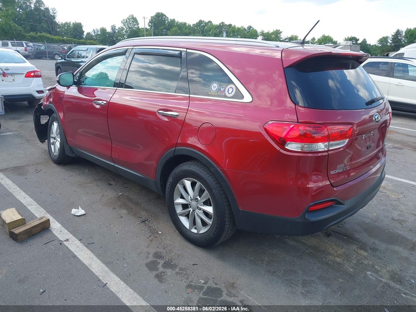 Vin: 5xypg4a30hg215393, lot: 45756201, kia sorento 2.4l lx 20173