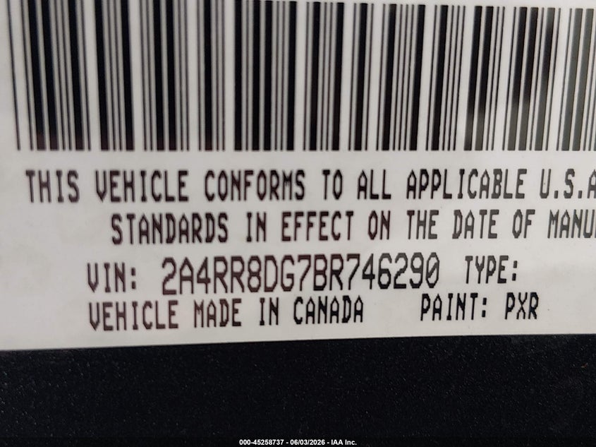 2011 Chrysler Town & Country Touring-L VIN: 2A4RR8DG7BR746290 Lot: 45258737