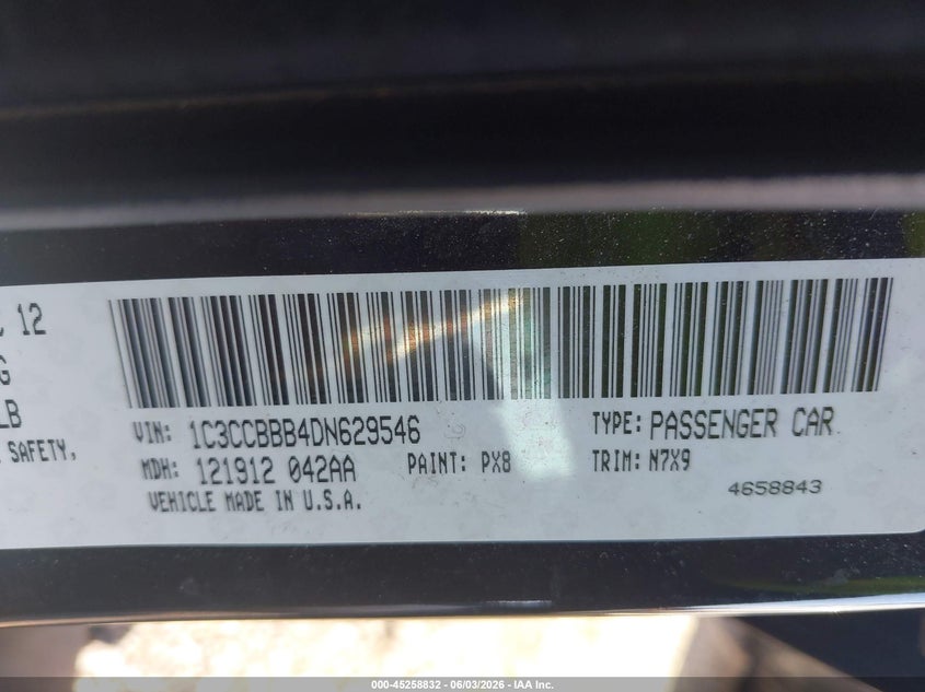 2013 Chrysler 200 Touring VIN: 1C3CCBBB4DN629546 Lot: 45258832