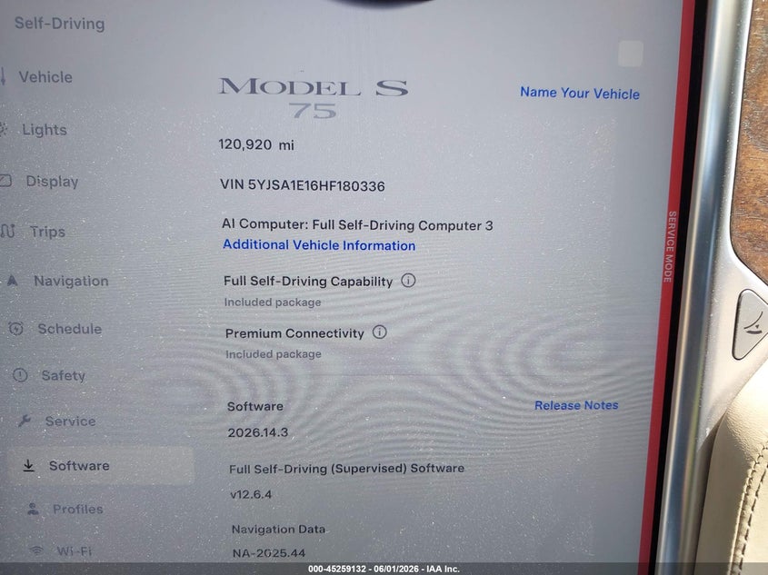 2017 Tesla Model S 60/75 VIN: 5YJSA1E16HF180336 Lot: 45259132