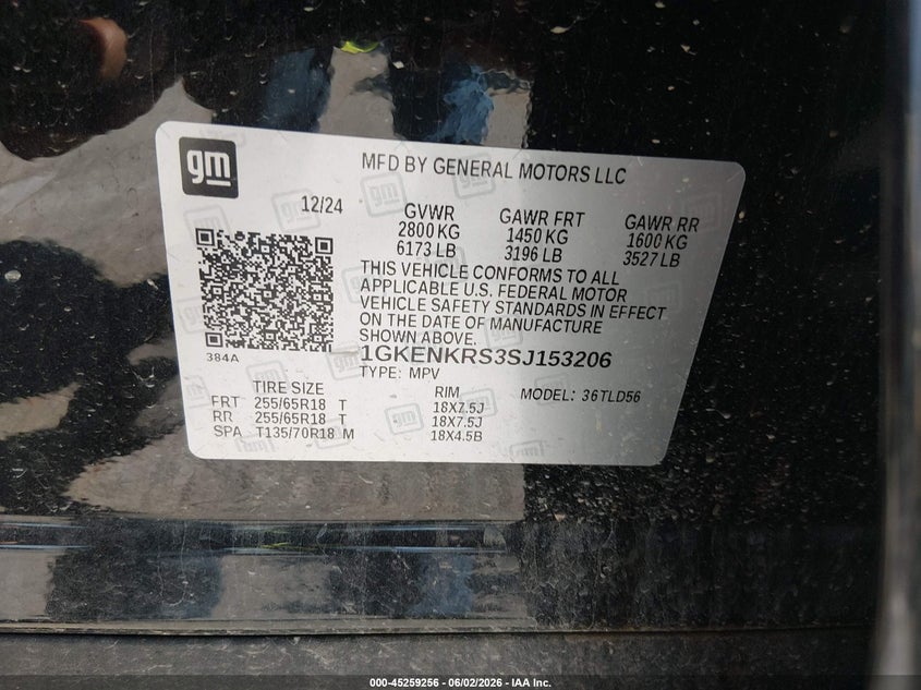 2025 GMC Acadia Fwd Elevation VIN: 1GKENKRS3SJ153206 Lot: 45259256
