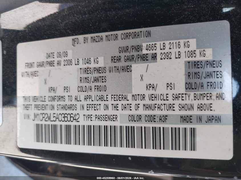 2010 Mazda Mazda5 Touring VIN: JM1CR2WL5A0360642 Lot: 45259960