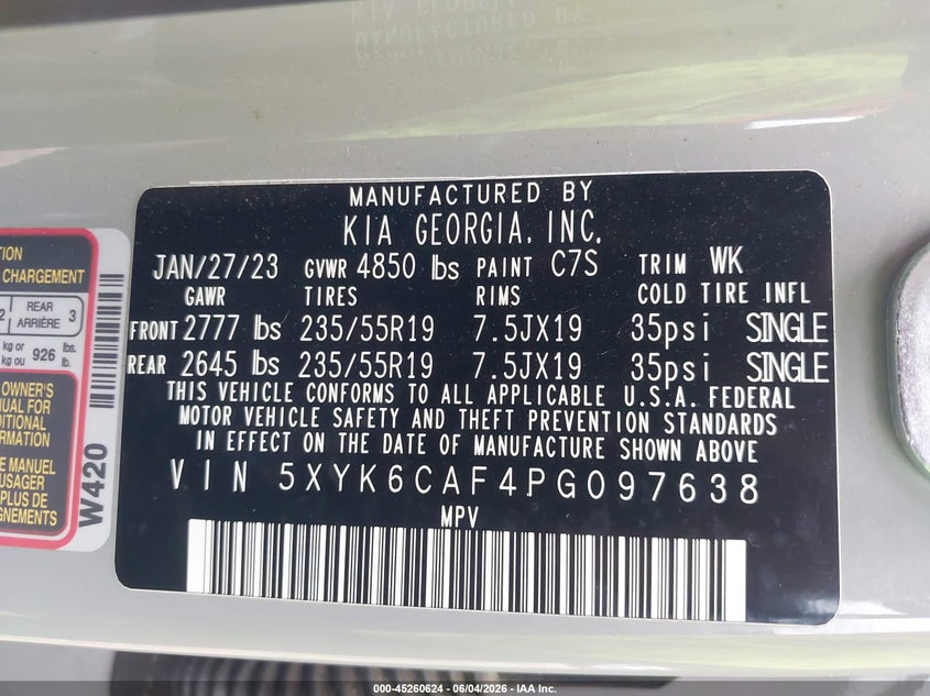 2023 Kia Sportage X-Line VIN: 5XYK6CAF4PG097638 Lot: 45260624