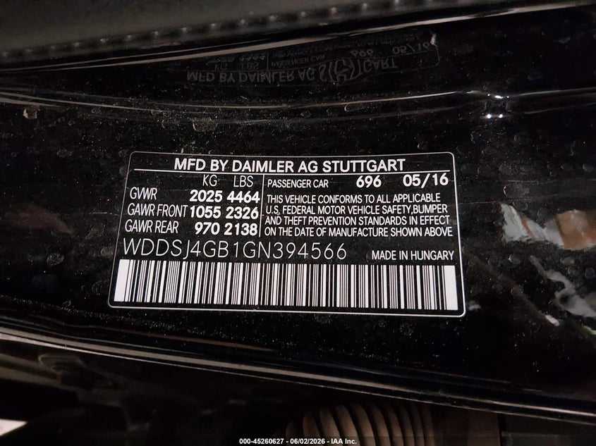 2016 Mercedes-Benz Cla 250 4Matic VIN: WDDSJ4GB1GN394566 Lot: 45260627
