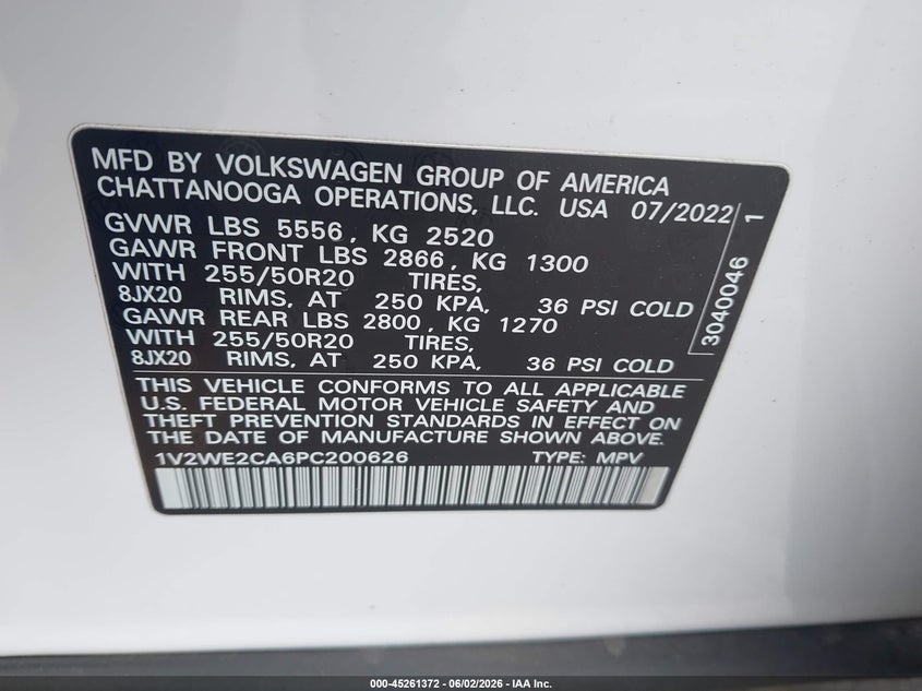 2023 Volkswagen Atlas Cross Sport 3.6L V6 Se W/Technology VIN: 1V2WE2CA6PC200626 Lot: 45261372