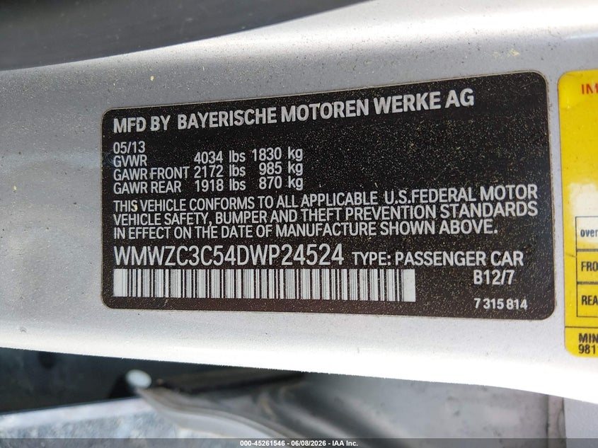 2013 Mini Countryman Cooper S VIN: WMWZC3C54DWP24524 Lot: 45261546