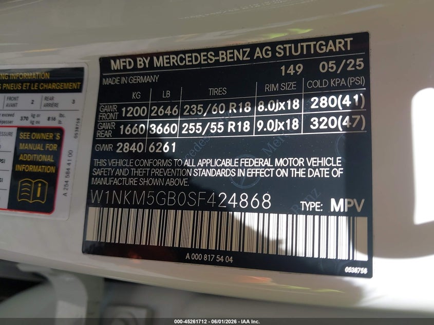 2025 Mercedes-Benz Glc 350E 4Matic VIN: W1NKM5GB0SF424868 Lot: 45261712