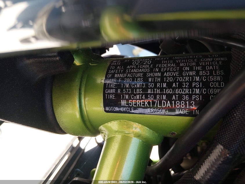 2020 Kawasaki Er650 K VIN: ML5EREK17LDA18813 Lot: 45261903