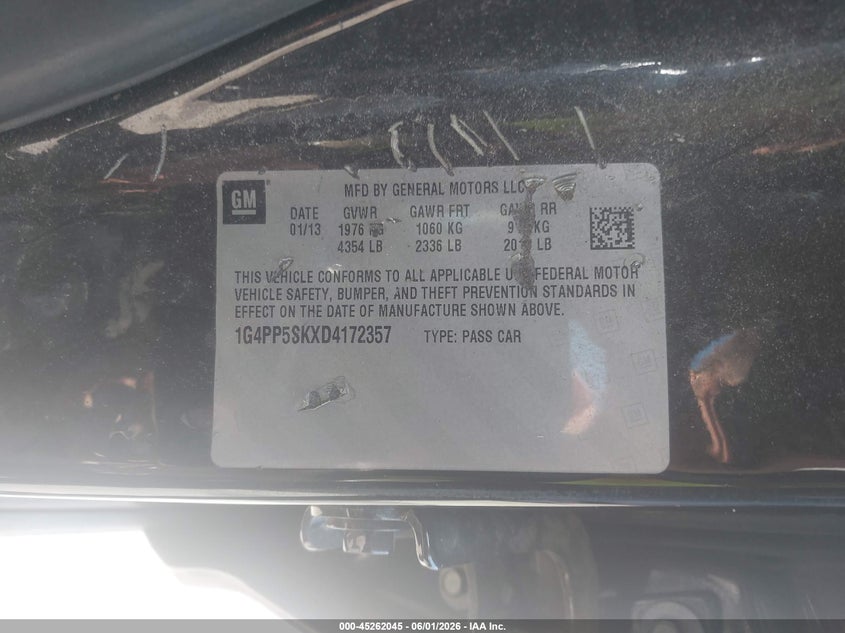 2013 Buick Verano VIN: 1G4PP5SKXD4172357 Lot: 45262045