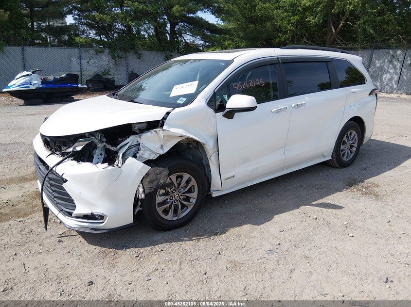 Vin: 5tdyrkec1ms028271, lot: 45759925, toyota sienna xle 20212