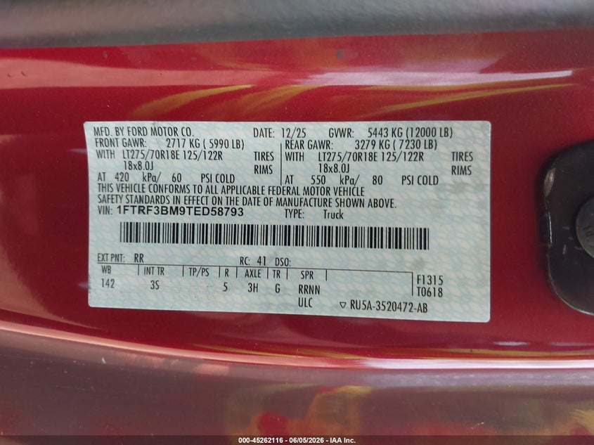2026 FORD F-350 (VIN: 1FTRF3BM9TED58793