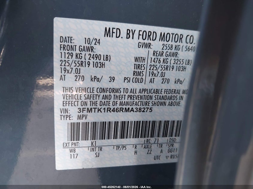 VIN 3FMTK1R46RMA38275 2024 FORD MUSTANG MACH-E SELECT