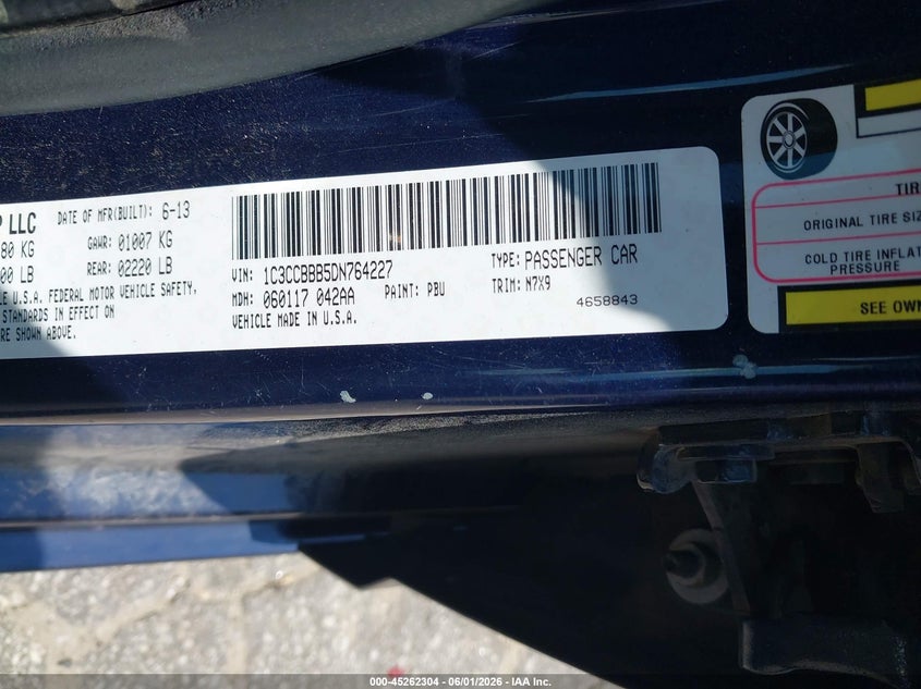 2013 Chrysler 200 Touring VIN: 1C3CCBBB5DN764227 Lot: 45262304