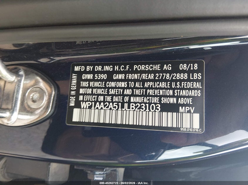 2018 Porsche Macan Sport Edition VIN: WP1AA2A51JLB23103 Lot: 45262723
