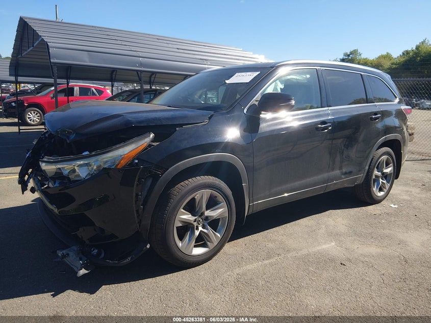 Vin: 5tddkrfh6gs351242, lot: 45761200, toyota highlander limited v6 20162