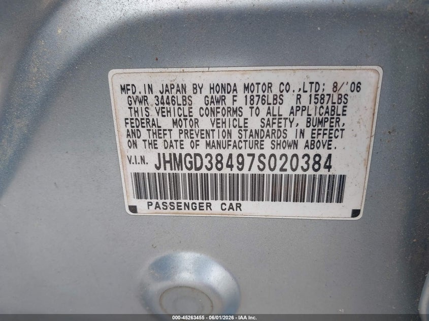 2007 Honda Fit VIN: JHMGD38497S020384 Lot: 45263455