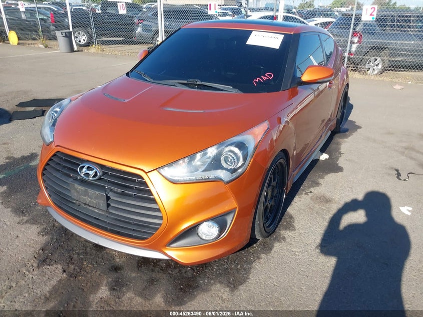 Vin: kmhtc6ae2fu222523, lot: 45761311, hyundai veloster turbo 20152