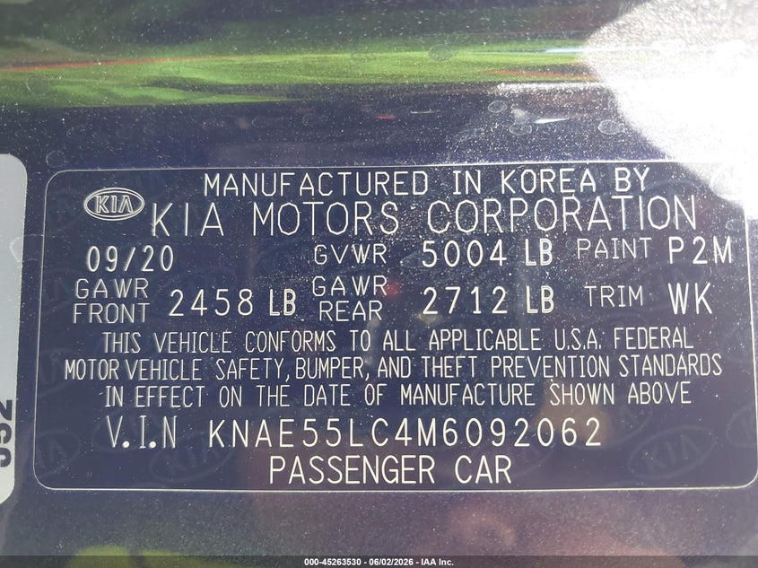 2021 Kia Stinger Gt2 VIN: KNAE55LC4M6092062 Lot: 45263530