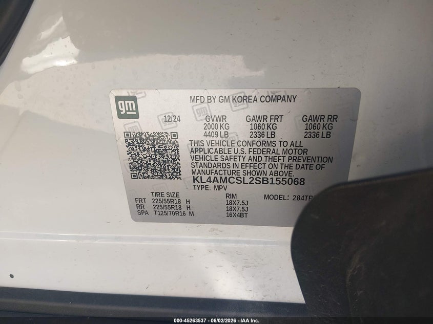2025 Buick Encore Gx Preferred Awd VIN: KL4AMCSL2SB155068 Lot: 45263537