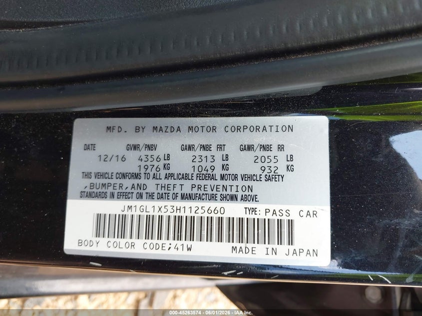2017 Mazda Mazda6 Grand Touring VIN: JM1GL1X53H1125660 Lot: 45263574