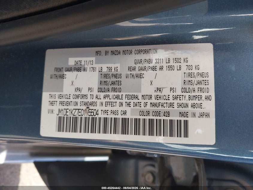 2014 Mazda Mazda2 Sport VIN: JM1DE1KZ7E0175504 Lot: 45264442