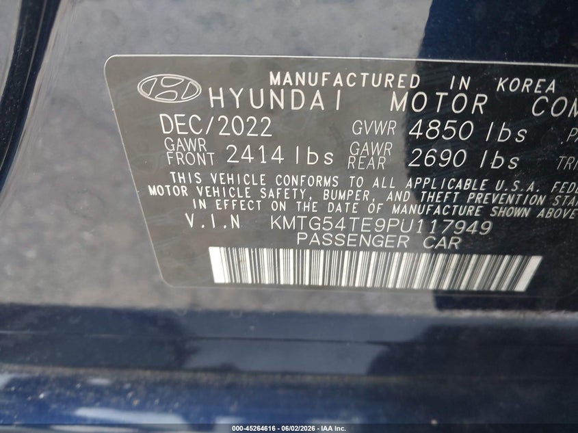 2023 Genesis G70 3.3T Rwd VIN: KMTG54TE9PU117949 Lot: 45264616