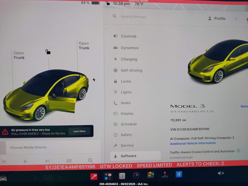 2021 Tesla Model 3 Standard Range Plus Rear-Wheel Drive VIN: 5YJ3E1EA4MF851196 Lot: 45264633