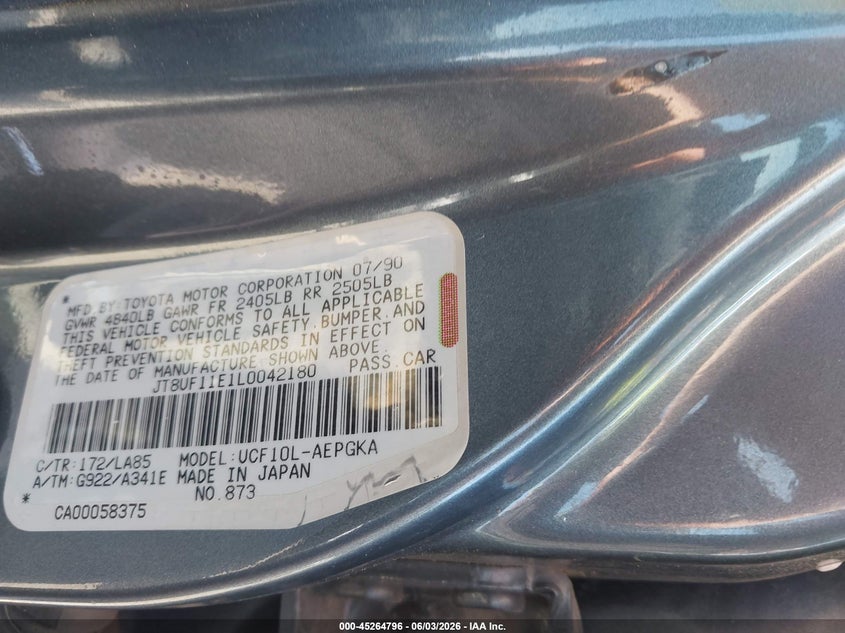 1990 Lexus Ls 400 VIN: JT8UF11E1L0042180 Lot: 45264796