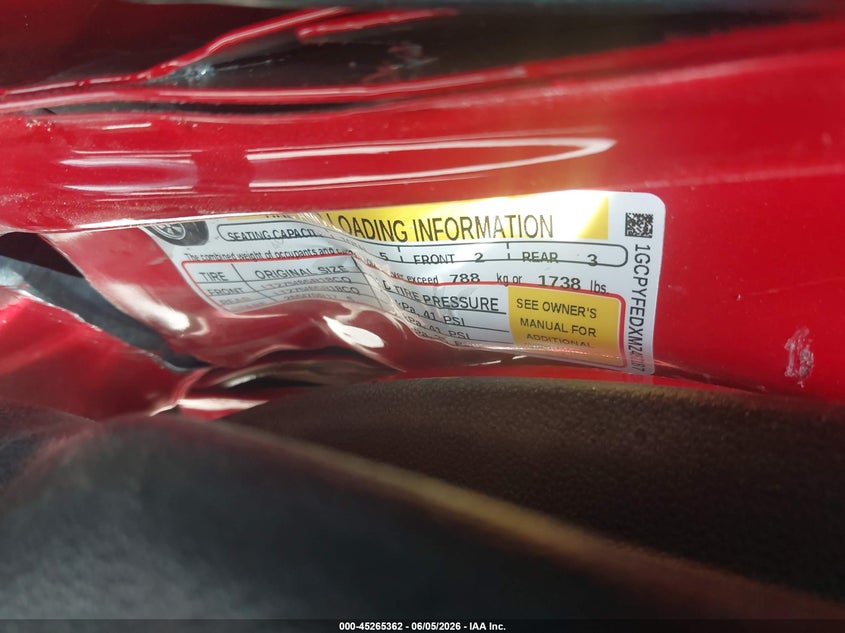2021 CHEVROLET SILVERADO 1500 5.3L V-8 DI, VVT, 35(VIN: 1GCPYFEDXMZ452187