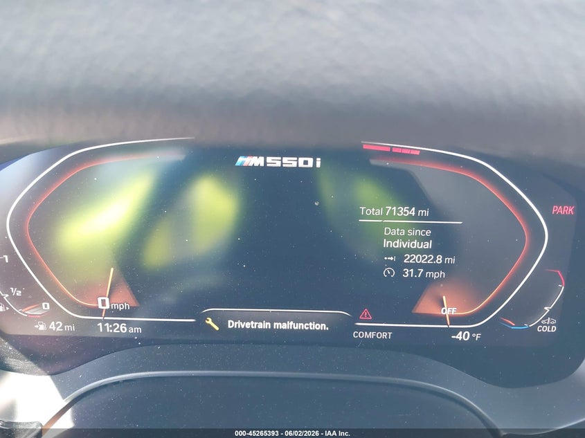 2021 BMW M550I xDrive VIN: WBA13BK07MCH00154 Lot: 45265393