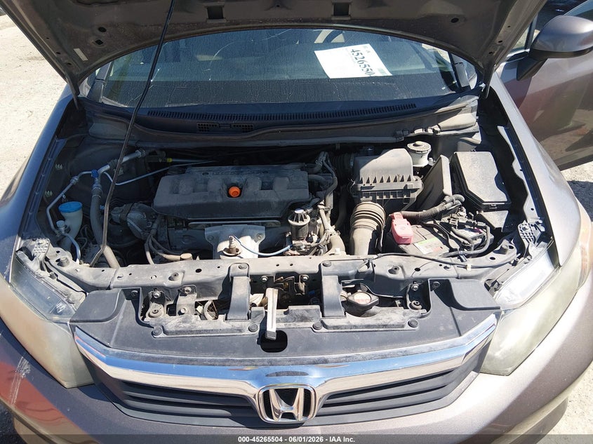 2012 Honda Civic 1.8 Lx grey Lot 111045265504 Vin 2HGFB2F57CH530373