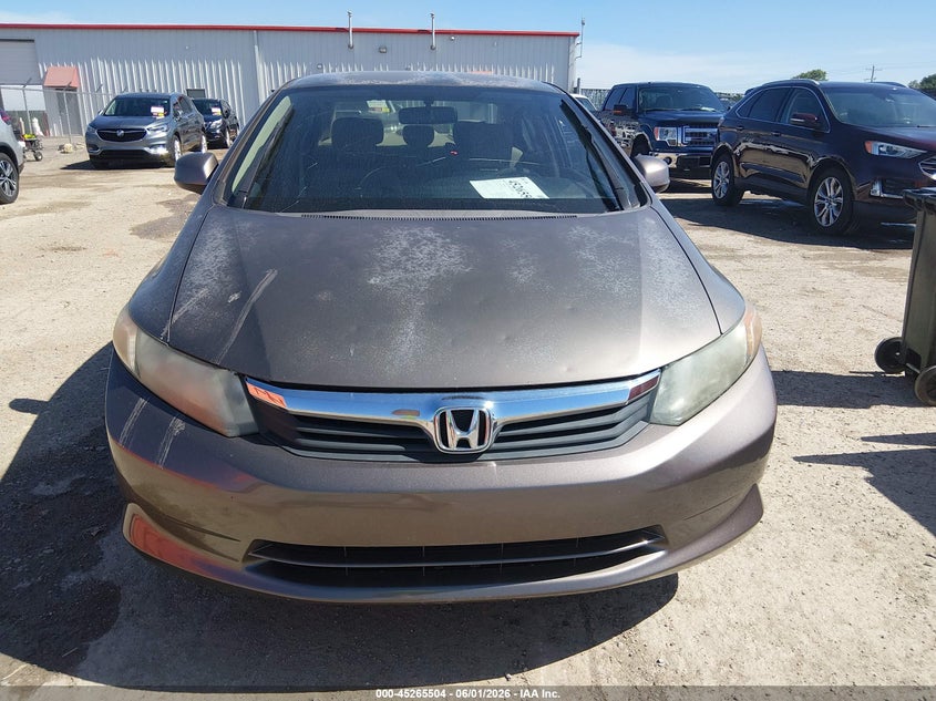 2012 Honda Civic 1.8 Lx grey Lot 111045265504 Vin 2HGFB2F57CH530373