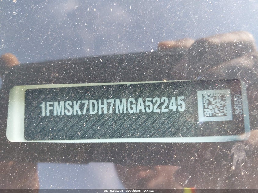 2021 Ford Explorer Xlt VIN: 1FMSK7DH7MGA52245 Lot: 45265799