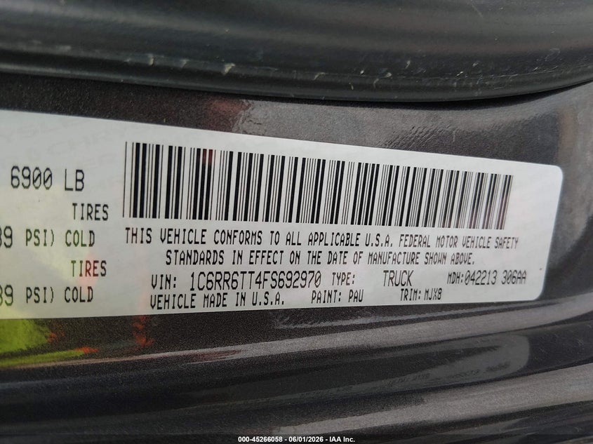 2015 RAM 1500 TRUCK 5.7L V-8 VVT, 395HP