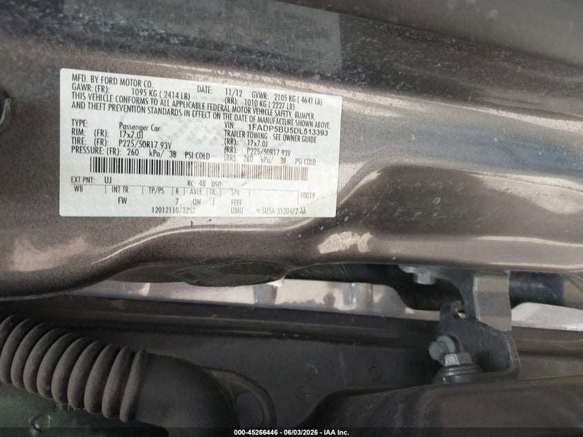 2013 Ford C-Max Hybrid Sel VIN: 1FADP5BU5DL513393 Lot: 45266446