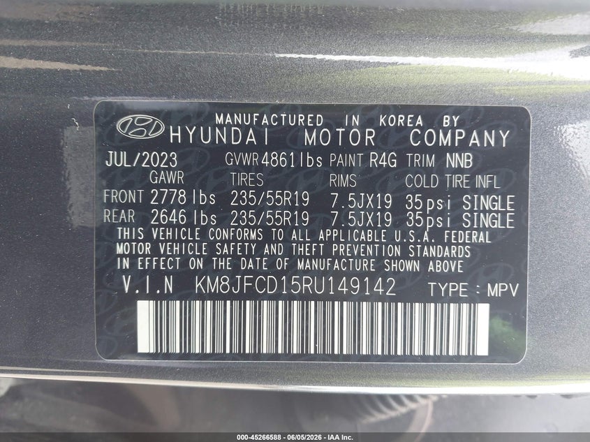 VIN KM8JFCD15RU149142 2024 HYUNDAI TUCSON HYBRID N LINE