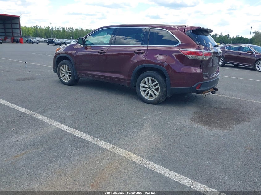 Vin: 5tdbkrfh7gs273089, lot: 45764459, toyota highlander le v6 20163