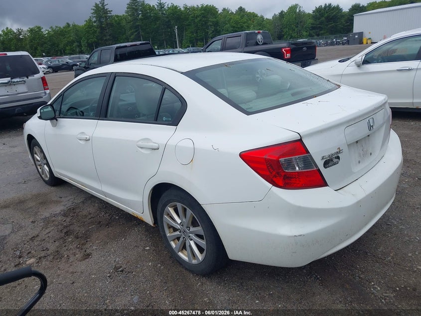 2012 Honda Civic 1.8 Ex White Lot 111045267478 Vin 19XFB2F86CE355392