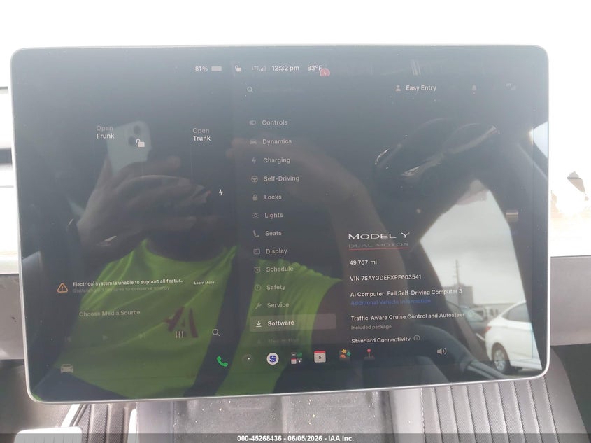 2023 Tesla Model Y Performance Dual Motor All-Wheel Drive VIN: 7SAYGDEFXPF603541 Lot: 45268436