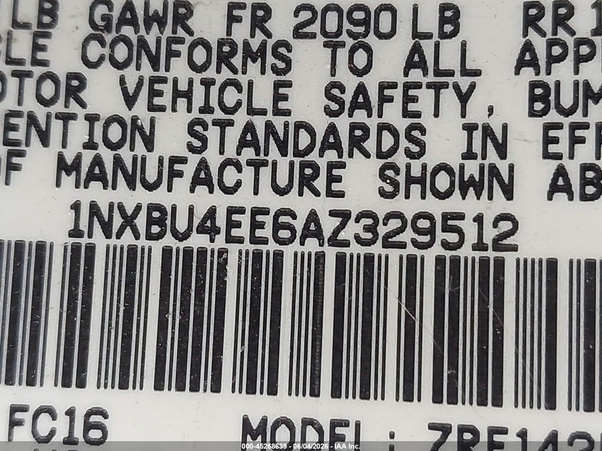 2010 Toyota Corolla Le VIN: 1NXBU4EE6AZ329512 Lot: 45268639