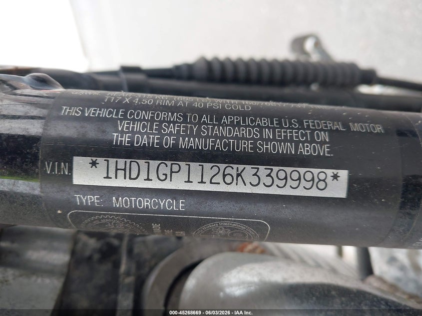 2006 Harley-Davidson Fxdwgi VIN: 1HD1GP1126K339998 Lot: 45268669